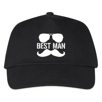 Bester Mann - Schnurrbart & Monocole Bachelor Party Geschenk - Kinder Basecap - Schwarz - Vorne