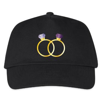 Zwei Ringe mit violetten Diamanten - Kinder Basecap - Schwarz - Vorne