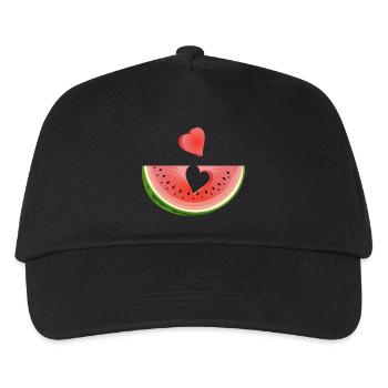 Piece of a watermelon with heart - Kids’ Baseball Cap - black - Front