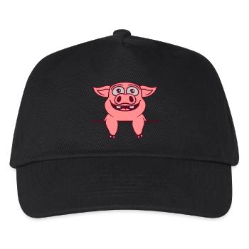 Stall Schwein Text einfügen - Kinder Basecap - Schwarz - Vorne