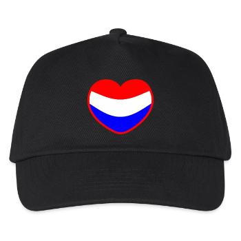 Das Herz der niederländischen Flagge Die Niederlande - Kinder Basecap - Schwarz - Vorne