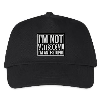 not antisocial anti stupid - Kids’ Baseball Cap - black - Front