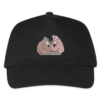 Bull and Bear Armwrestler Arm Press - Kids’ Baseball Cap - black - Front