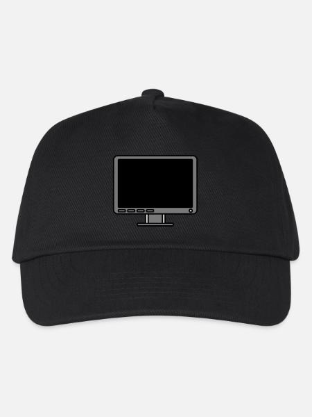Icon Logo Computer Bildschirm - Kinder Basecap - Schwarz