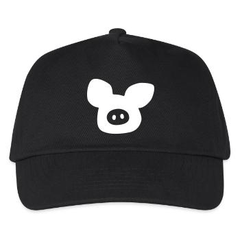 Schwein Kopf Vektor Bauernhof Glück Sau Tierliebe - Kinder Basecap - Schwarz - Vorne