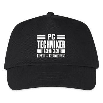 Servicetechniker Support Lösung Spruch Service PC - Kinder Basecap - Schwarz - Vorne