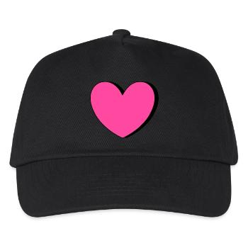 Valentinstag Rosa Herz, Valentinstag Geschenk - Kinder Basecap - Schwarz - Vorne