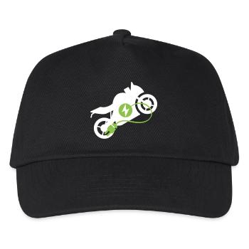  Elektrisches Motorrad Design - Kinder Basecap - Schwarz - Vorne