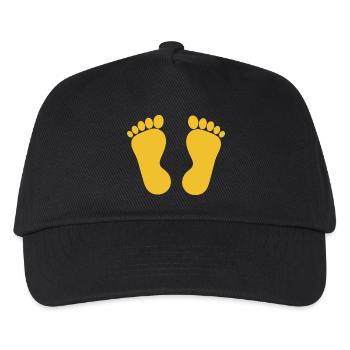 Fuß gelbe Füße Fußpflege Podologie - Kinder Basecap - Schwarz - Vorne