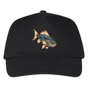 Zander Fisch, Naturgetreues Anglerdesign - Kinder Basecap - Schwarz - Vorne