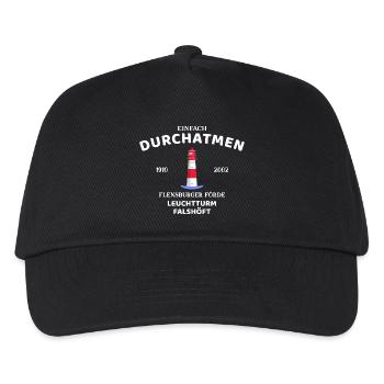 Flensburger Förde, Leuchtturm Falshöft, Durchatmen - Kinder Basecap - Schwarz - Vorne