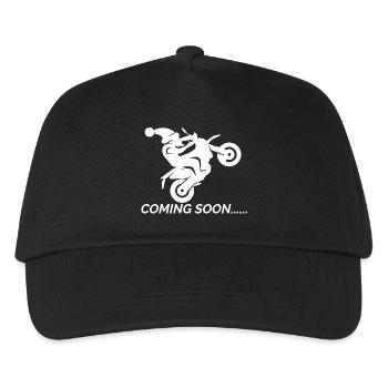 Santa Coming Soon Santa Claus Motorcycle Wheelie - Kids’ Baseball Cap - black - Front