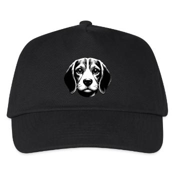 Beagle | süßes Hundegesicht schmunzelt - Kinder Basecap - Schwarz - Vorne