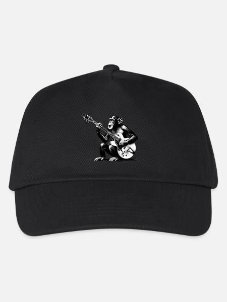 Gitarre | Affen Orchester StreetArt Banksy Style - Kinder Basecap - Schwarz