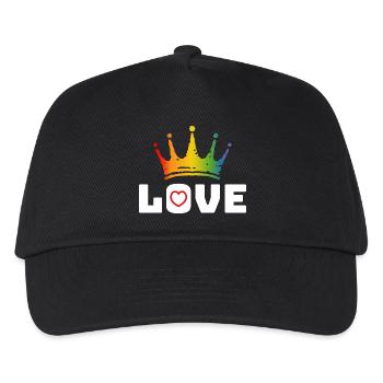 Love Heart red Rainbow crown white lgbt tshirt - Kinder Basecap - Schwarz - Vorne