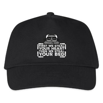 First We Steal Your Heart Then We Steal Your Bed - Kids’ Baseball Cap - black - Front