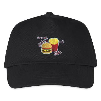 Burger with fries - Kids’ Baseball Cap - black - Front