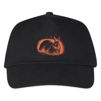Retro Bunny with Hearts Easter Bunny - Kids’ Baseball Cap - black - Front