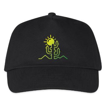 cactus Wüste Sonne Abenteuer minimal Design flat - Kinder Basecap - Schwarz - Vorne
