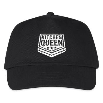 Küchen Königin Logo Schriftzug Kitchen Queen Frau - Kinder Basecap - Schwarz - Vorne