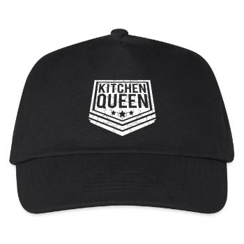Küchen Königin Logo Schriftzug Kitchen Queen Frau - Kinder Basecap - Schwarz - Vorne