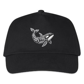 Orca Tribal Maori Schwertwal Taucher - Kinder Basecap - Schwarz - Vorne