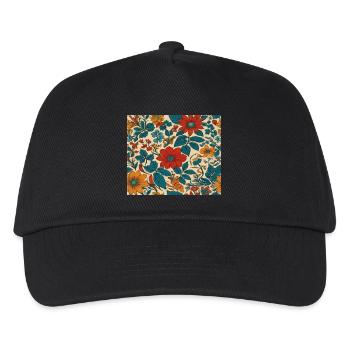 Florales Muster in den Farben der 80er Jahre - Kinder Basecap - Schwarz - Vorne