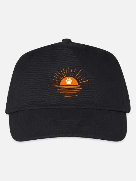 Sonnenuntergang mit Hundepfote - Kinder Basecap - Schwarz