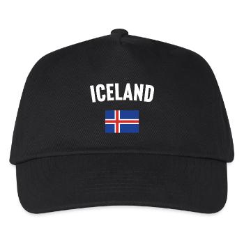 Island Flagge - Kinder Basecap - Schwarz - Vorne