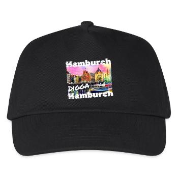 Hamburg Digga coole Hansestadt Hamburch Graffiti - Kinder Basecap - Schwarz - Vorne