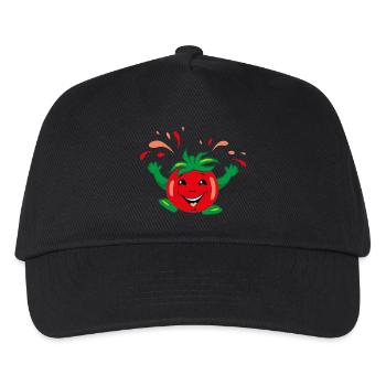 Cartoonhafte saftige Tomate - Kinder Basecap - Schwarz - Vorne
