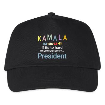 Schwer auszusprechen Kamala Präsident bunt - Kinder Basecap - Schwarz - Vorne