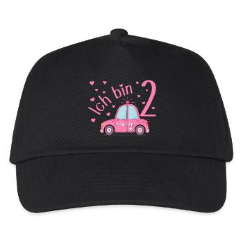 Polizeiauto Ich bin 2 Geburtstag Rosa - Kinder Basecap - Schwarz - Vorne