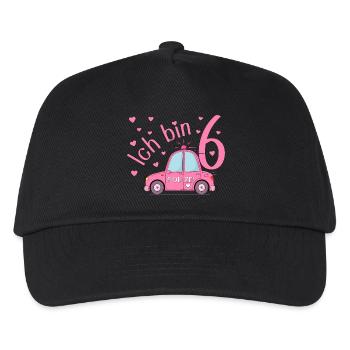 Polizeiauto Ich bin 6 Geburtstag Rosa - Kinder Basecap - Schwarz - Vorne