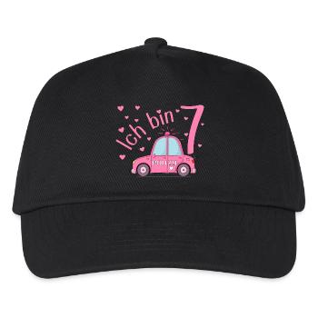 Polizeiauto Ich bin 7 Geburtstag Rosa - Kinder Basecap - Schwarz - Vorne