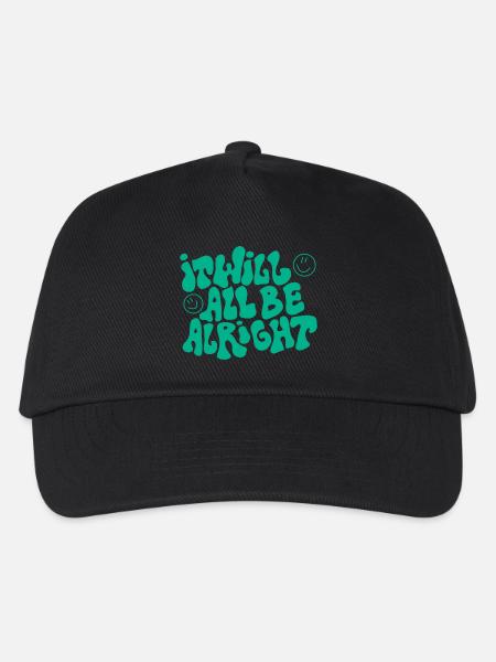 Spruch „It will all be alright“ - Kinder Basecap - Schwarz