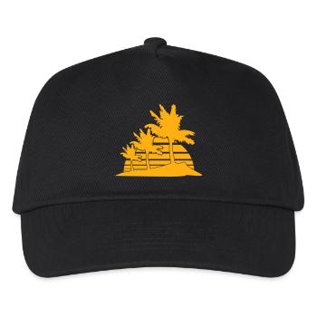 3 Palmen Insel Baum Streifen Sonne Sonnenuntergang - Kinder Basecap - Schwarz - Vorne