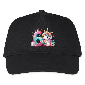NUMMER 6 JAHRE EINHORN 6. GEBURTSTAG - Kinder Basecap - Schwarz - Vorne