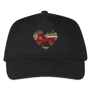 Cheesecake Herz - Shape Motiv Schrift Design Liebe - Kinder Basecap - Schwarz - Vorne