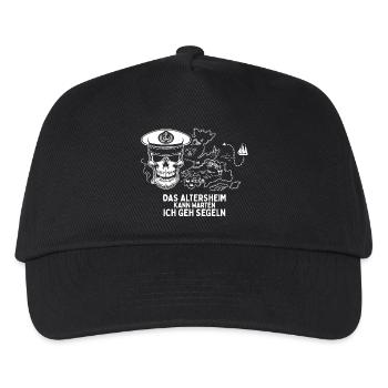 Segler Shirt zur Rente Altersheim kann warten - Kinder Basecap - Schwarz - Vorne