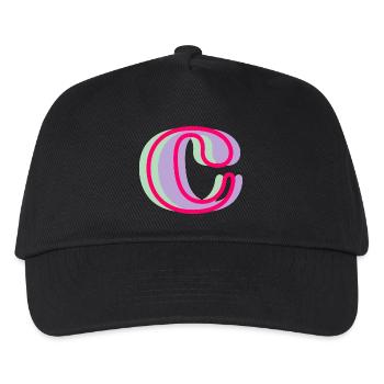 Buchstabe c mehrfarbig - originelle Geschenkidee - Kinder Basecap - Schwarz - Vorne