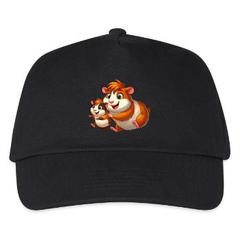 Meerschweinchen-Mutter und Kind beim Herumtollen - Kinder Basecap - Schwarz - Vorne