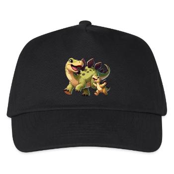 Stegosaurus Mutter und Kind - Kinder Basecap - Schwarz - Vorne