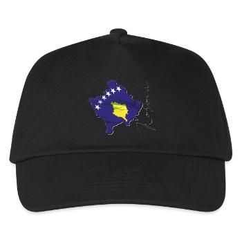 Kosovo Flagge in der Kosovo Landkarte XK - Kinder Basecap - Schwarz - Vorne