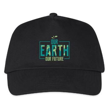 Our Earth Our Future Earth Day Environmental Plane - Kinder Basecap - Schwarz - Vorne