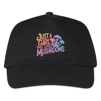 Pilz Pilze Funghi Champignon - Kinder Basecap - Schwarz - Vorne