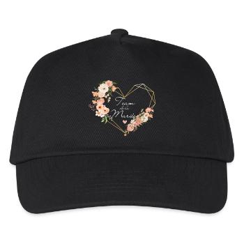 Brautteam Goldenes Herz Blumen - Kinder Basecap - Schwarz - Vorne