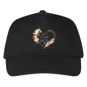 Brautteam Goldenes Herz Blumen - Kinder Basecap - Schwarz - Vorne
