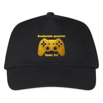 Einschulung - Game on - Spielkonsole - goldfarben - Kinder Basecap - Schwarz - Vorne
