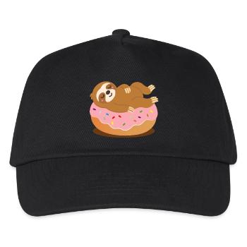 Faultier auf Donut–Süßes und entspanntes Tiermotiv - Kinder Basecap - Schwarz - Vorne